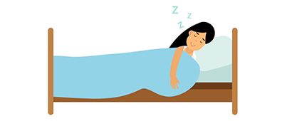 An illustration of a woman sleeping soundly in her bed